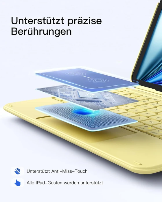 Inateck ACE Touch Ultraleicht Tastatur für iPad 10/iPad 11 A16, iPad Air 11" M2/M3, iPad Pro 11", gelb, DE