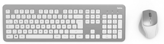 Hama KMW-700 Funk Tastatur und Maus Set, silber/weiß, USB, DE