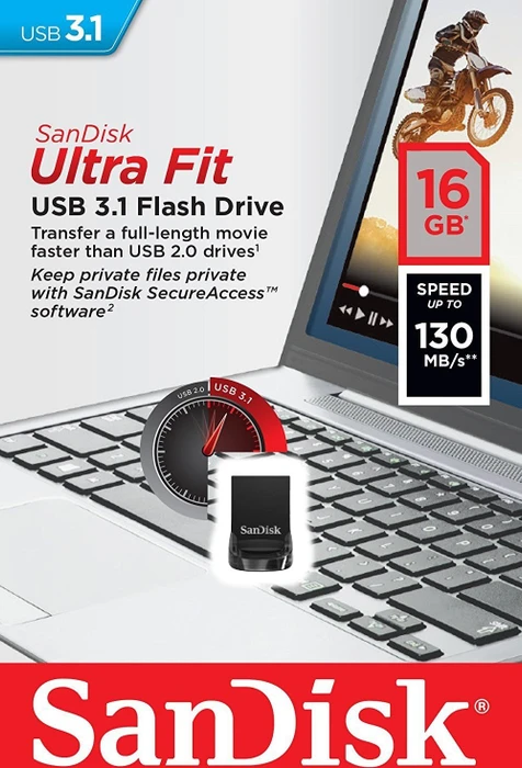 SanDisk Ultra Fit 16GB, USB-A, USB 3.2 Gen 1×1