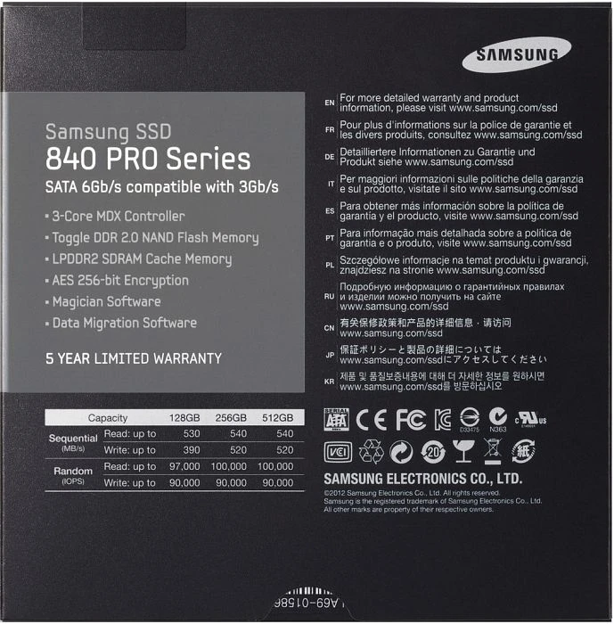 Samsung SSD 840 PRO 512GB, 512B, 2.5" / SATA 6Gb/s, retail