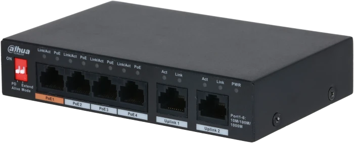 Dahua PFS30 Desktop Gigabit Switch, 6x RJ-45, 60W Hi-PoE