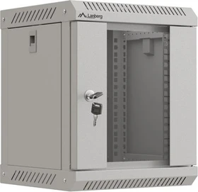 Lanberg WF11 Series 10" Rack Wandschrank 6HE, hängend, Flatpack, Glastür, IP20, RAL 7035, 300mm tief