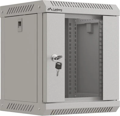 Lanberg WF11 Series 10" Rack Wandschrank 6HE, hängend, Flatpack, Glastür, IP20, RAL 7035, 300mm tief