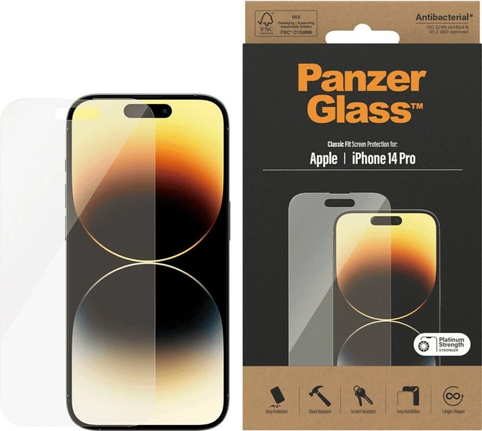 PanzerGlass Classic Fit AntiBacterial für Apple iPhone 14 Pro