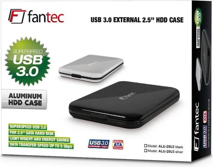 Fantec ALU-25U3, schwarz, USB 3.0 Micro-B