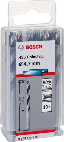 Bosch Professional HSS PointTeQ Spiralbohrer, 4.7x47x80mm, 10 Stück
