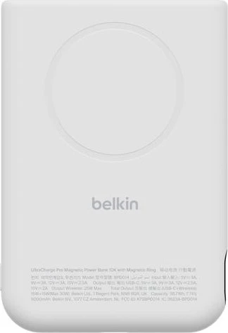 Belkin UltraCharge Pro Powerbank 10K mit Magnetring 10000mAh weiß