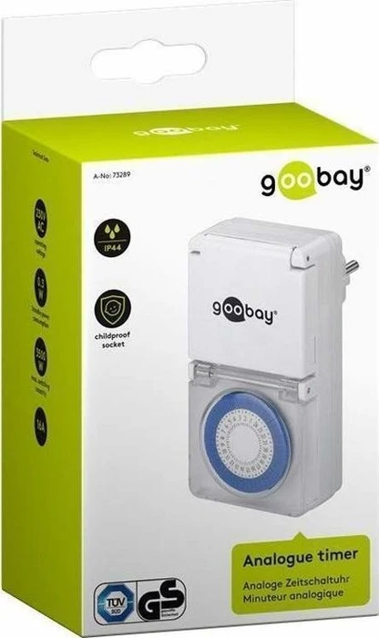 goobay Analoge Zeitschaltuhr, IP44, grau, 3er-Pack