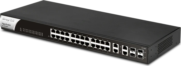 DrayTek VigorSwitch 1282 Rackmount Gigabit Smart Switch, 24x RJ-45, 4x RJ-45/SFP