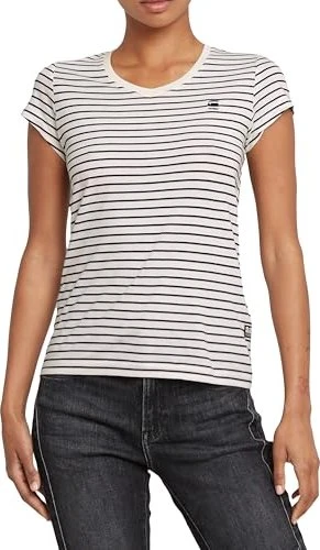 G-Star Eyben Slim V-Neck 2.0 T-Shirt kurzarm osaka blue/highlight stripe (Damen)