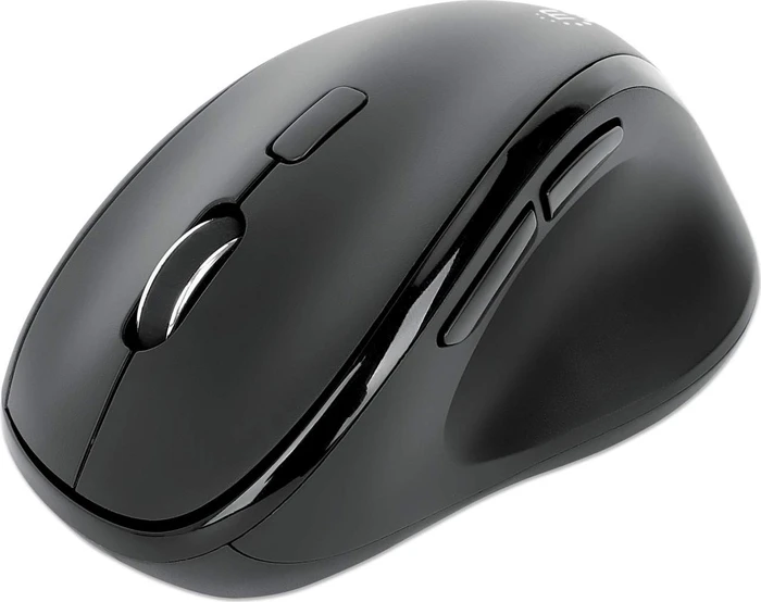 Manhattan Wireless Ergonomic Mouse with 2-in-1 USB Receiver, schwarz, USB
