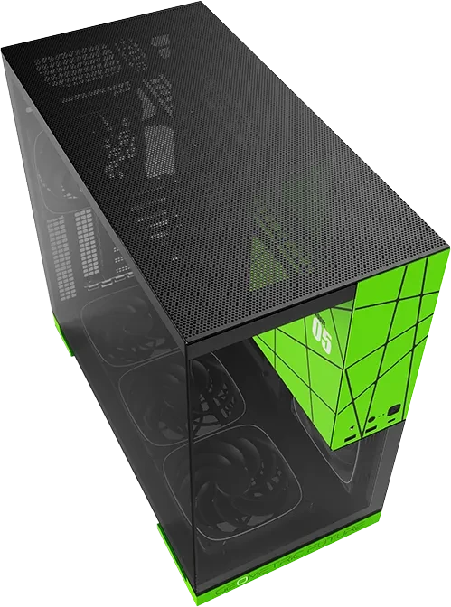 Geometric Future Model 5 Black/Green, inkl. Lüfter, Glasfenster
