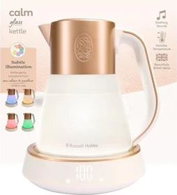 Russell Hobbs Calm Glas-Wasserkocher mit Soundfunktion weiß