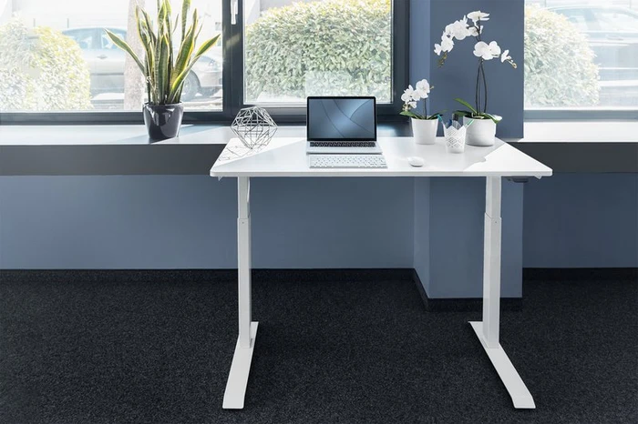 Digitus elektrisch höhenverstellbarer Sitz-Steh-Schreibtisch 120x60cm weiß/weiß