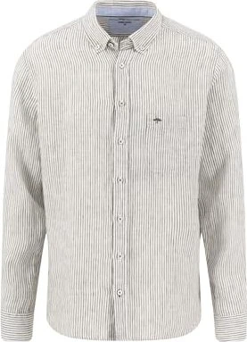 Fynch-Hatton Leinen mit Streifenmuster und Button-Down-Kragen Hemd langarm dark khaki (Herren)