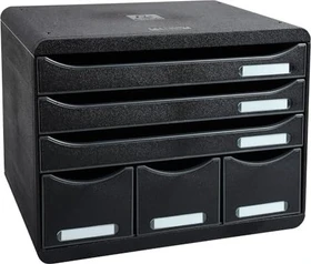 Exacompta Storebox Schubladenbox, 6 Schubladen, schwarz