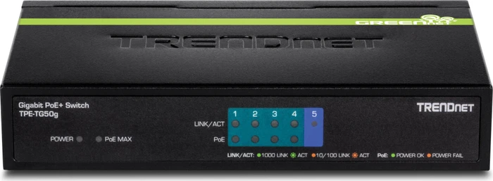 TRENDnet TPE-TG Desktop Gigabit Switch, 5x RJ-45, 31W PoE+