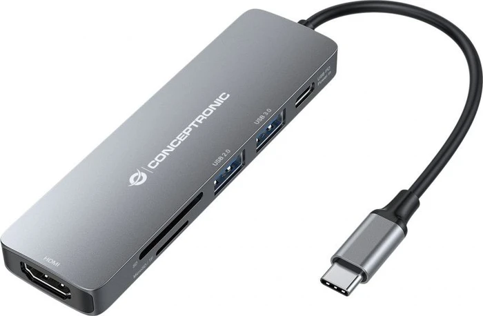 Conceptronic 6-in-1 Dockingstation, USB-C 3.0 [Stecker]