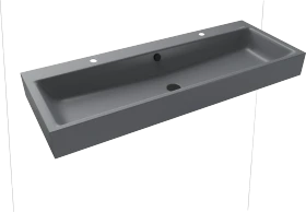 Kaldewei Puro Wand-Doppelwaschtisch 120x46cm mit Überlauf, 2x1 Hahnlochbohrung, Perl-Effekt, cool grey 70