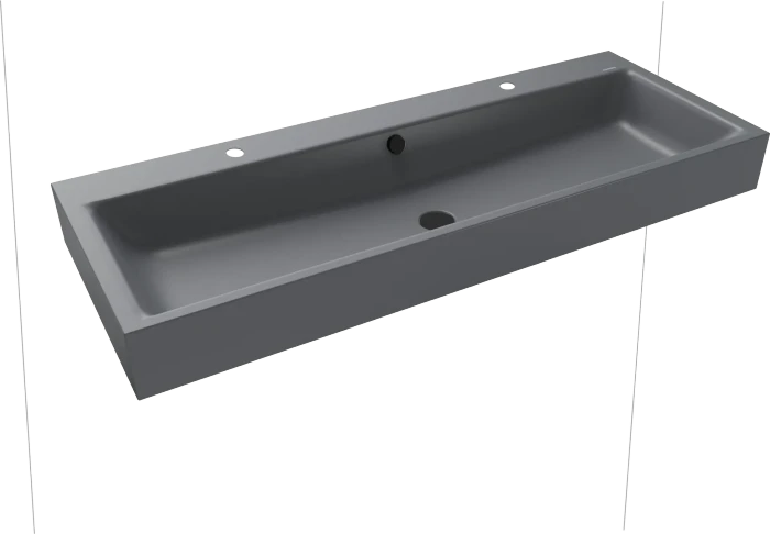 Kaldewei Puro Wand-Doppelwaschtisch 120x46cm mit Überlauf, 2x1 Hahnlochbohrung, Perl-Effekt, cool grey 70