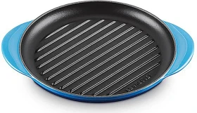 Le Creuset Grillplatte aus Gusseisen rund 25cm azure
