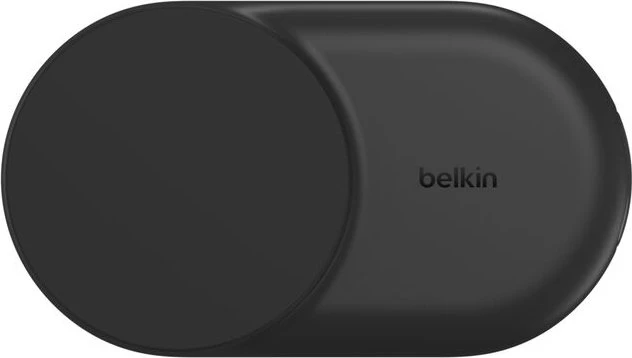 Belkin UltraCharge faltbare magnetische 2-in-1-Ladestation mit Qi2 (25W) rund schwarz