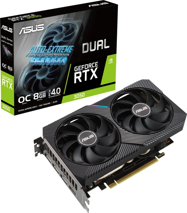 ASUS Dual GeForce RTX 3050 OC, DUAL-RTX3050-O8G, 8GB GDDR6, HDMI, 3x DP
