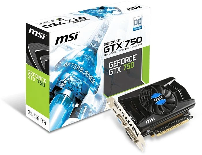 MSI GeForce GTX 750, N750-1GD5/OCV1, 1GB GDDR5, VGA, DVI, HDMI