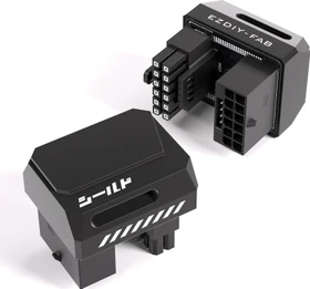 EZDIY-FAB 12V-2x6 Winkeladapter 180°, Variante RVS, Sense-Pins an der Unterseite, schwarz (DE2-Shirudu 12+4P RVS GPU Adapter-180)