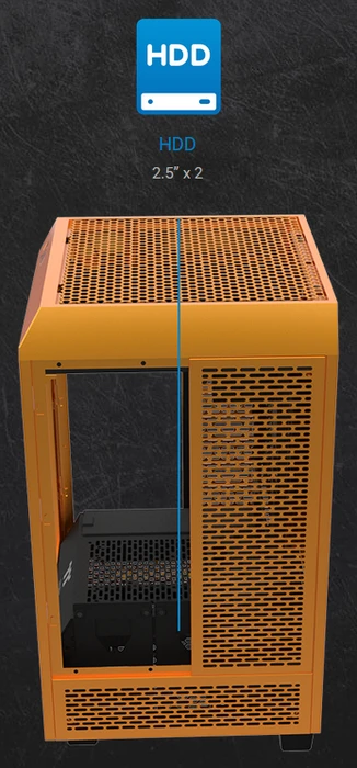 Thermaltake The Tower 100 Metallic Gold, orange, Glasfenster, Mini-ITX