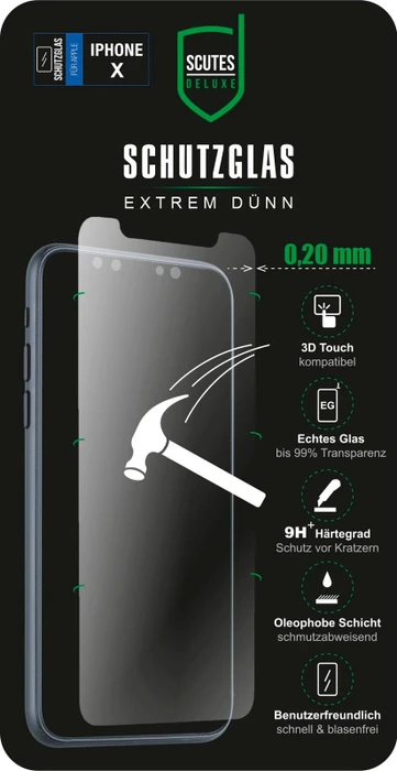 Scutes Deluxe Displayschutzglas für Apple iPhone X/XS