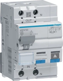 Hager Fehlerlichtbogen-Schutzeinrichtung AFDD FI-LS 1P+N 6kA C-25A 30mA Typ A 3m