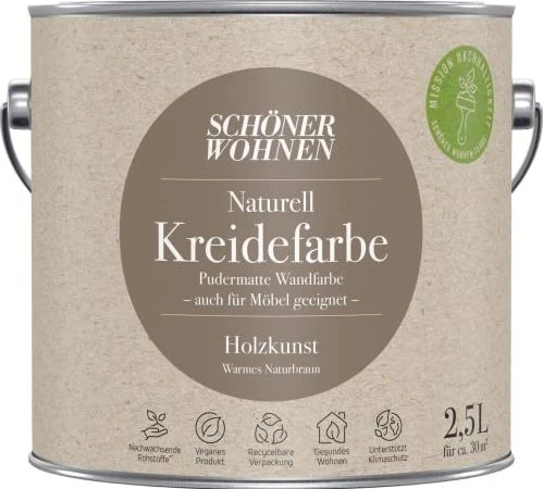 Schöner Wohnen Naturell Kreidefarbe innen holzkunst warmes naturbraun, 2.5l