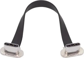 chenyang USB Kabel, Angled Flat Cable, USB 2.0, 480Mb/s, 65W, USB-C [Stecker] auf USB-C [Stecker], beidseitig gewinkelt, silber, 7cm (UC-088-0.07S-HX)