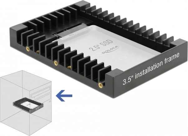 DeLOCK 3.5" auf 1x 2.5" Einbaurahmen, schwarz