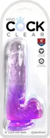 Pipedream King Cock Clear 6" Cock with Balls transparent/purple