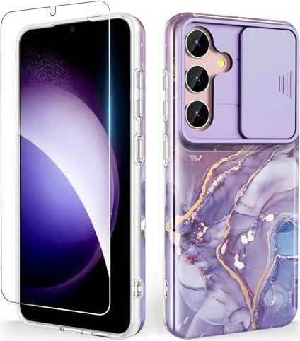 Shedeer Hülle mit Kameraschutz für Samsung Galaxy S24+ violett