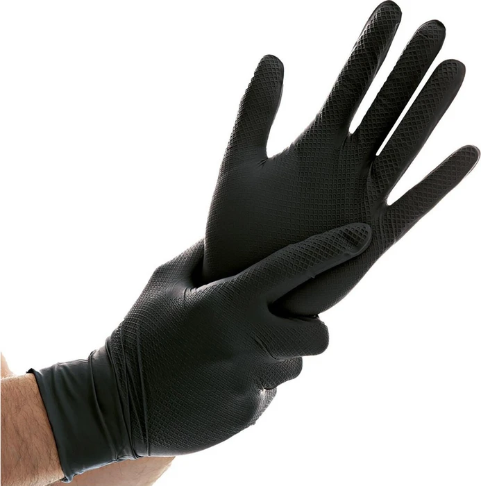 Franz Mensch Hygostar Nitril Power Grip Einweghandschuhe schwarz, 50 Stück