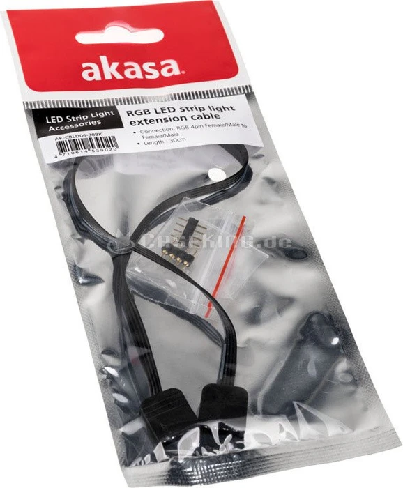 Akasa 4-Pin RGB Verlängerungskabel, 30cm, schwarz