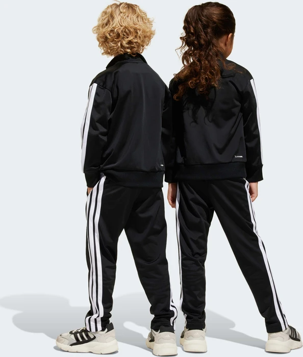 adidas Seasonal Essentials Tiberio 3-Streifen Tricot Trainingsanzug black/white/pure ruby (Junior)