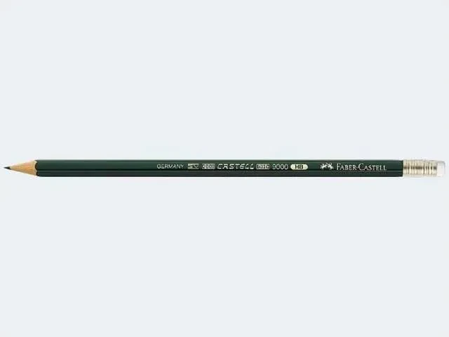 Faber-Castell Castell 9000 mit Radierer Bleistift HB graphit, grün, 12er-Pack
