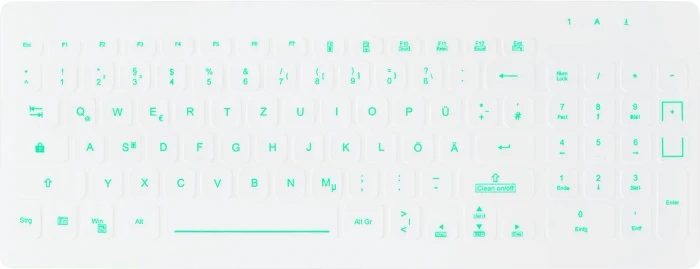 Contour Design Active Key kompakte Hygiene-Tastatur mit Nummernblock, weiß, LEDs grün, wischdesinfizierbar, USB, DE