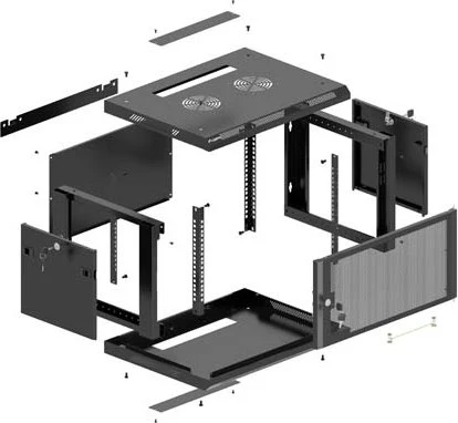 Lanberg WF01 Series 19" Wandschrank 4HE, hängend, Flatpack, Gitternetztür, IP20, RAL 9004, 600mm tief