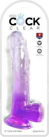 Pipedream King Cock Clear 9" Cock with Balls transparent/purple
