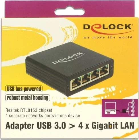 DeLOCK 4x RJ-45 LAN-Adapter, USB-B 3.0 [Buchse]