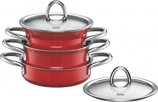 WMF Silit miniMax Kochtopf-Set energy red, 3-tlg.