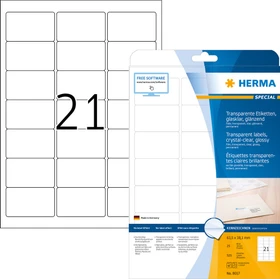 Herma Folienetiketten, 63.5x38.1mm, wetterfest, transparent, matt, 25 Blatt (525 Etiketten)