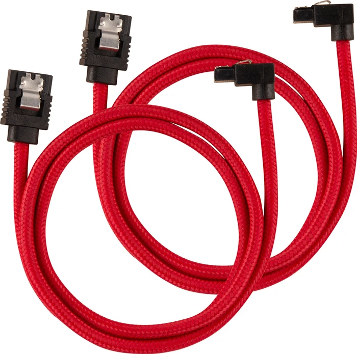 Corsair Premium Sleeved SATA 6Gb/s Kabel rot 0.6m, gewinkelt