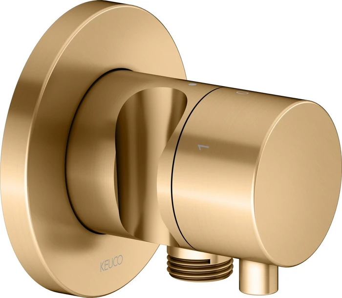 Keuco IXMO 59549 Comfort 3-Wege Ab- und Umstellventil mit Schlauchanschluss und Brausehalter rund messing gebürstet
