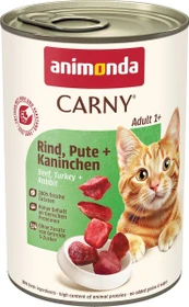 animonda Carny Adult Rind, Pute und Kaninchen, 9.60kg (24x 400g)
